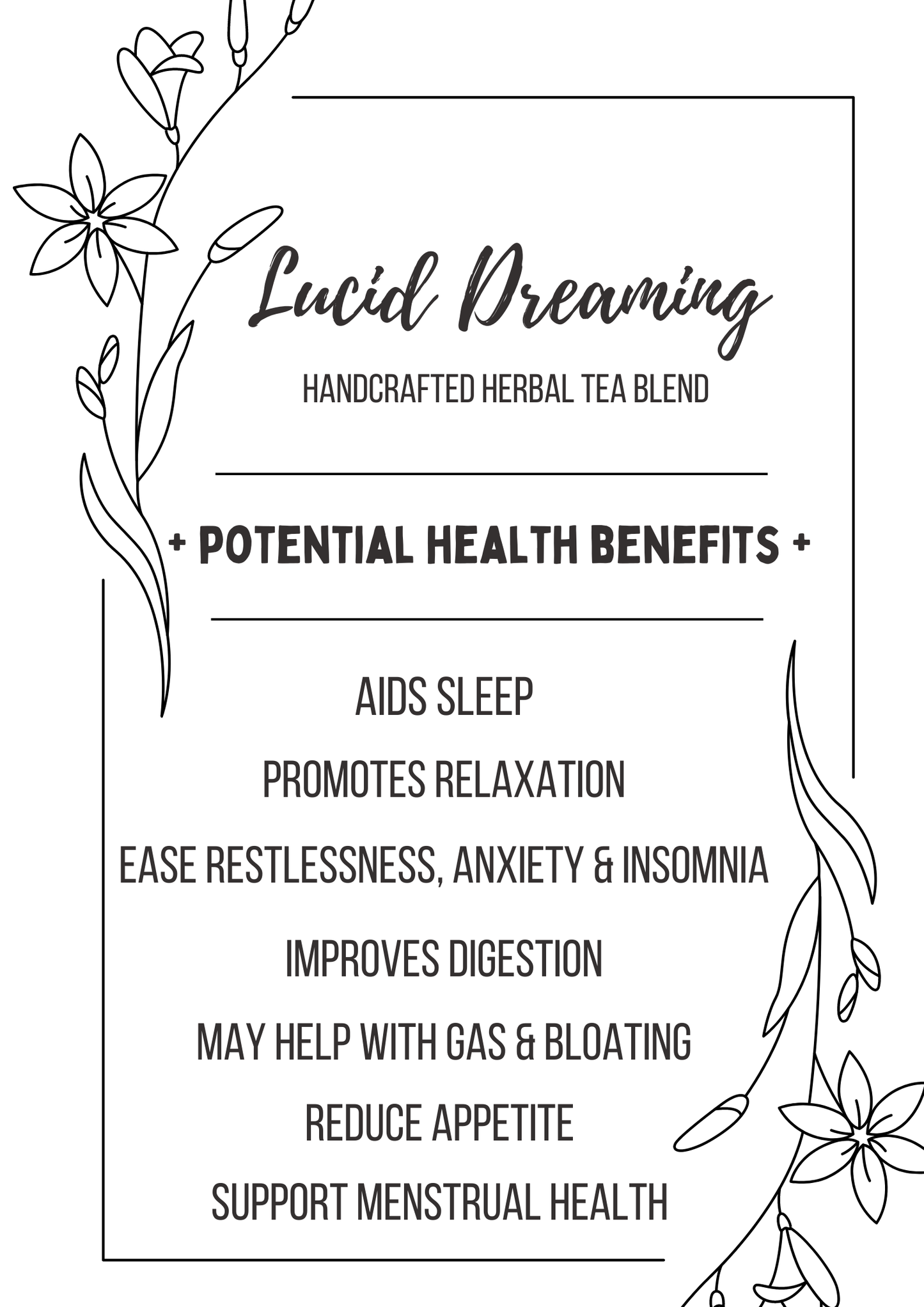 LUCID DREAMING Handcrafted Herbal Tea Blend: Plastic Jars